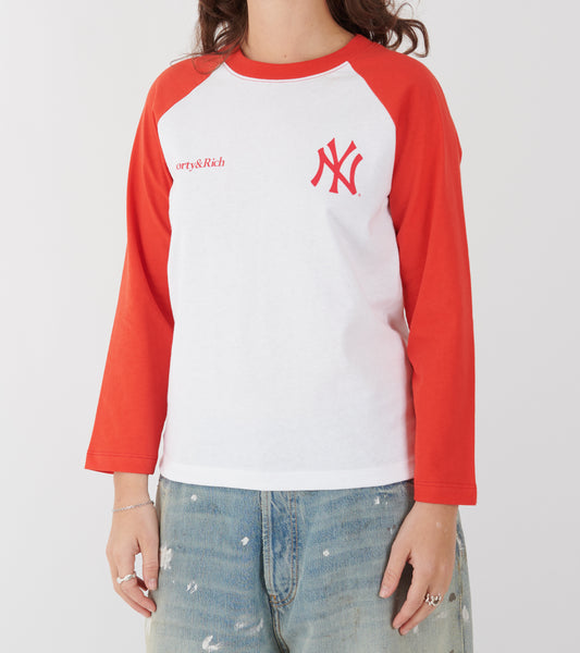 Yankees Serif Baseball Tee White/Red
