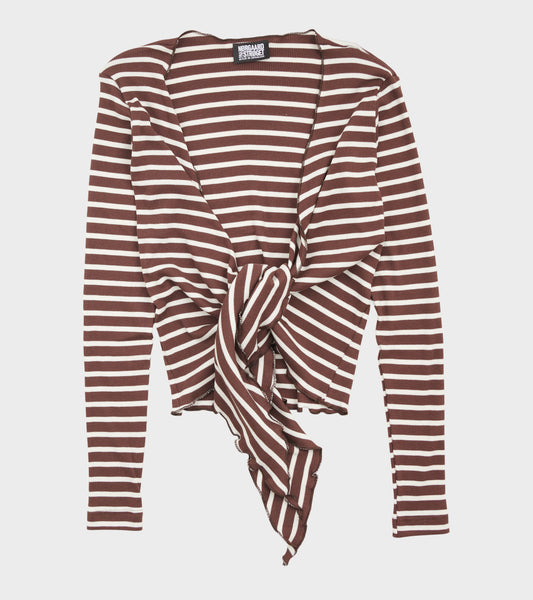 Wrap Top Stripe Brown/Ecru