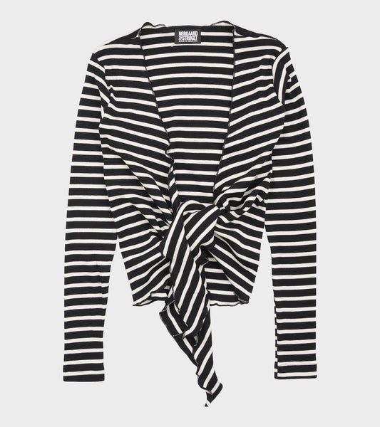 Wrap Top Stripe Black/Ecru