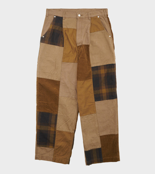 Corduroy Patch Trousers Beige/Brown Mix