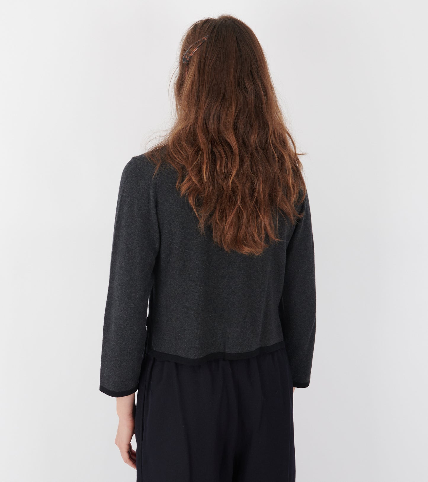 Floral Knot Button Cardigan Charcoal