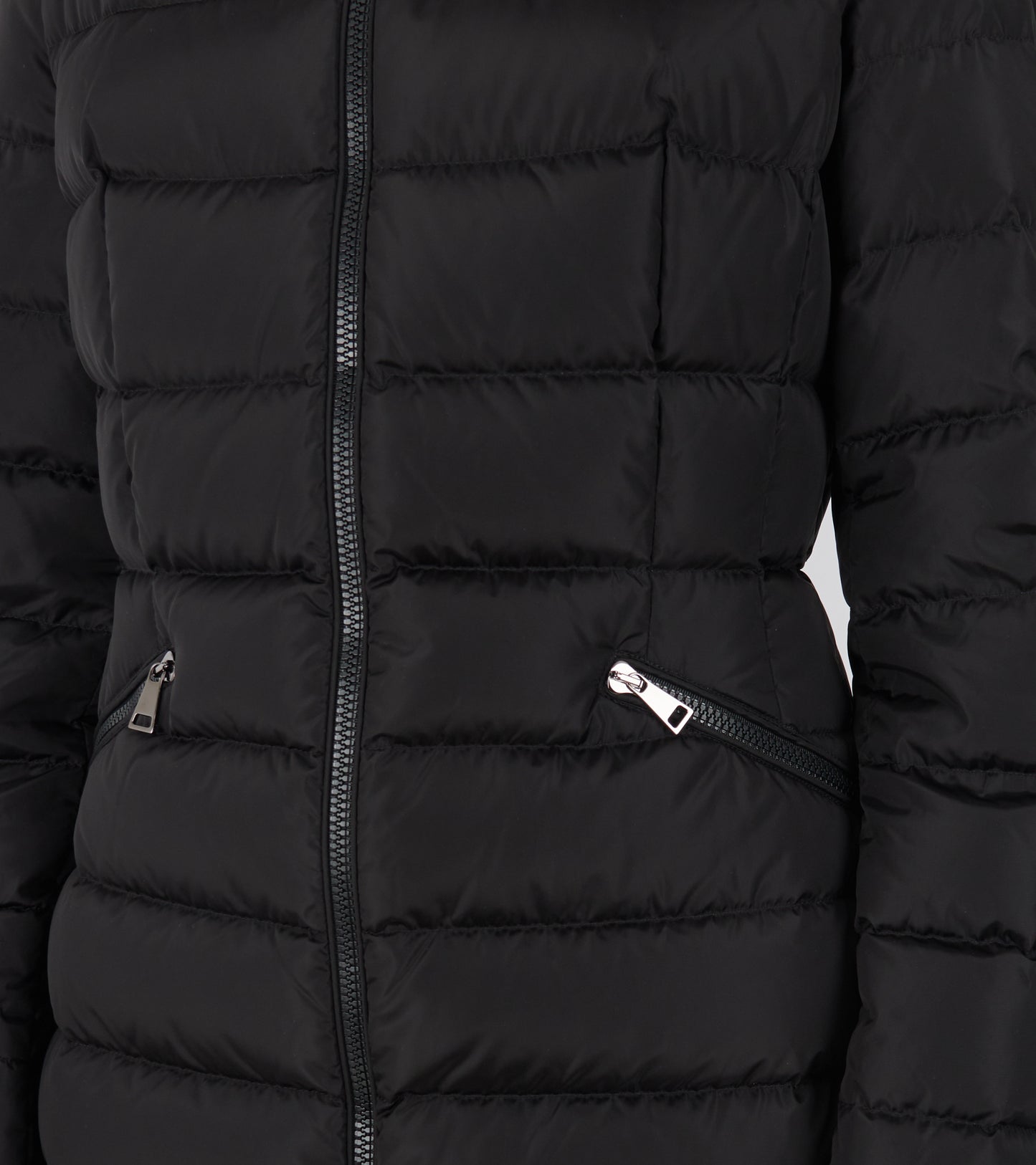 Flammette Hooded Long Down Jacket Black