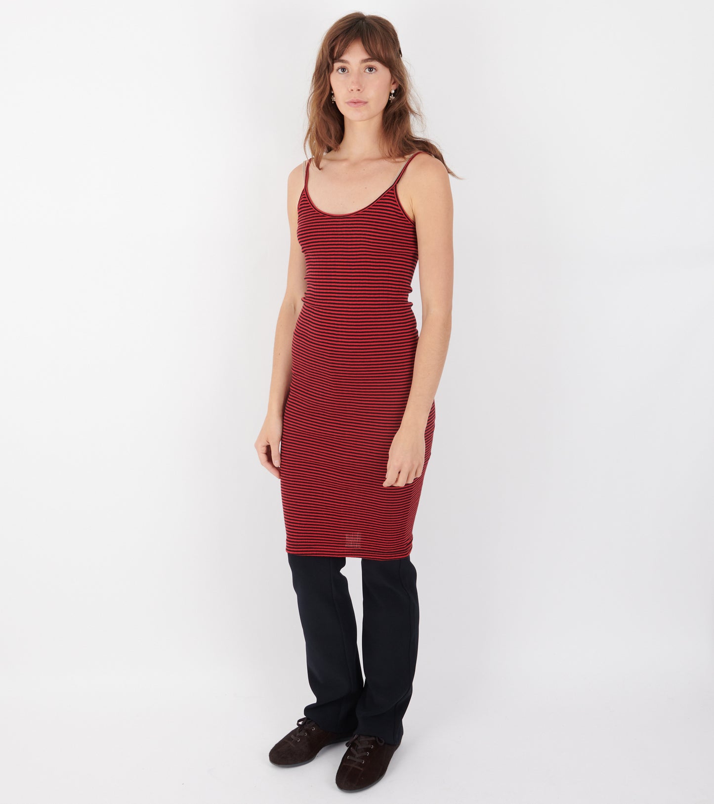 101 Strap Rib Mini Dress Black/Red