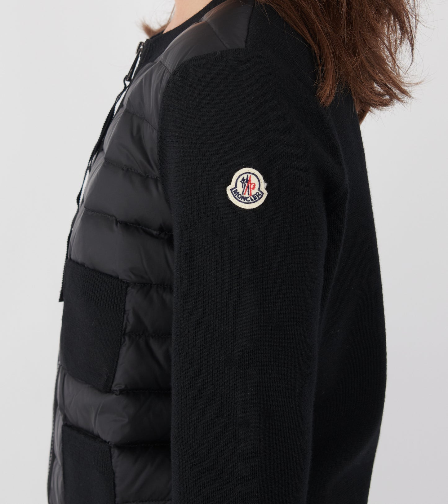 Padded Four Pockets Merino Wool Zip Up Cardigan Black