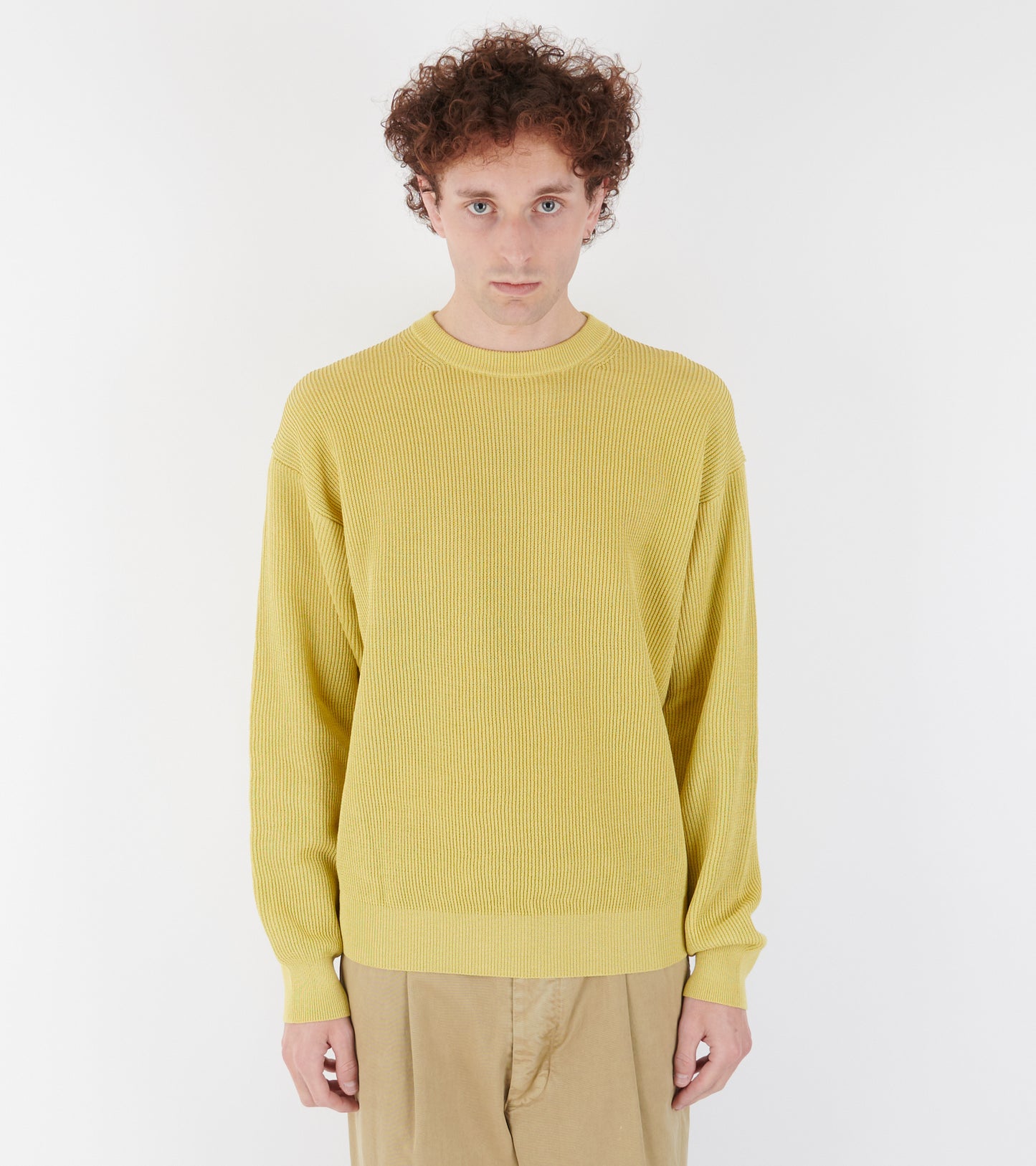 Flat Yarn Rib Knit P/O Dusty Yellow