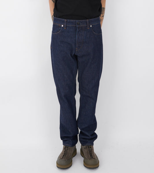 Indigo Denim Rinsed Straight Jeans Dark Blue
