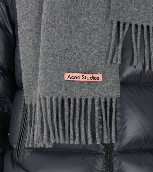 Skinny Fringed Scarf Grey Melange