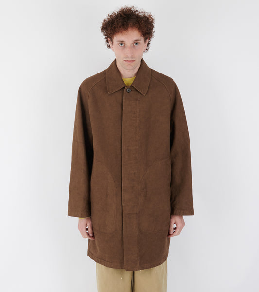 Garment Dyed Organic Cotton Heavy Twill Short Coat Dark Brown