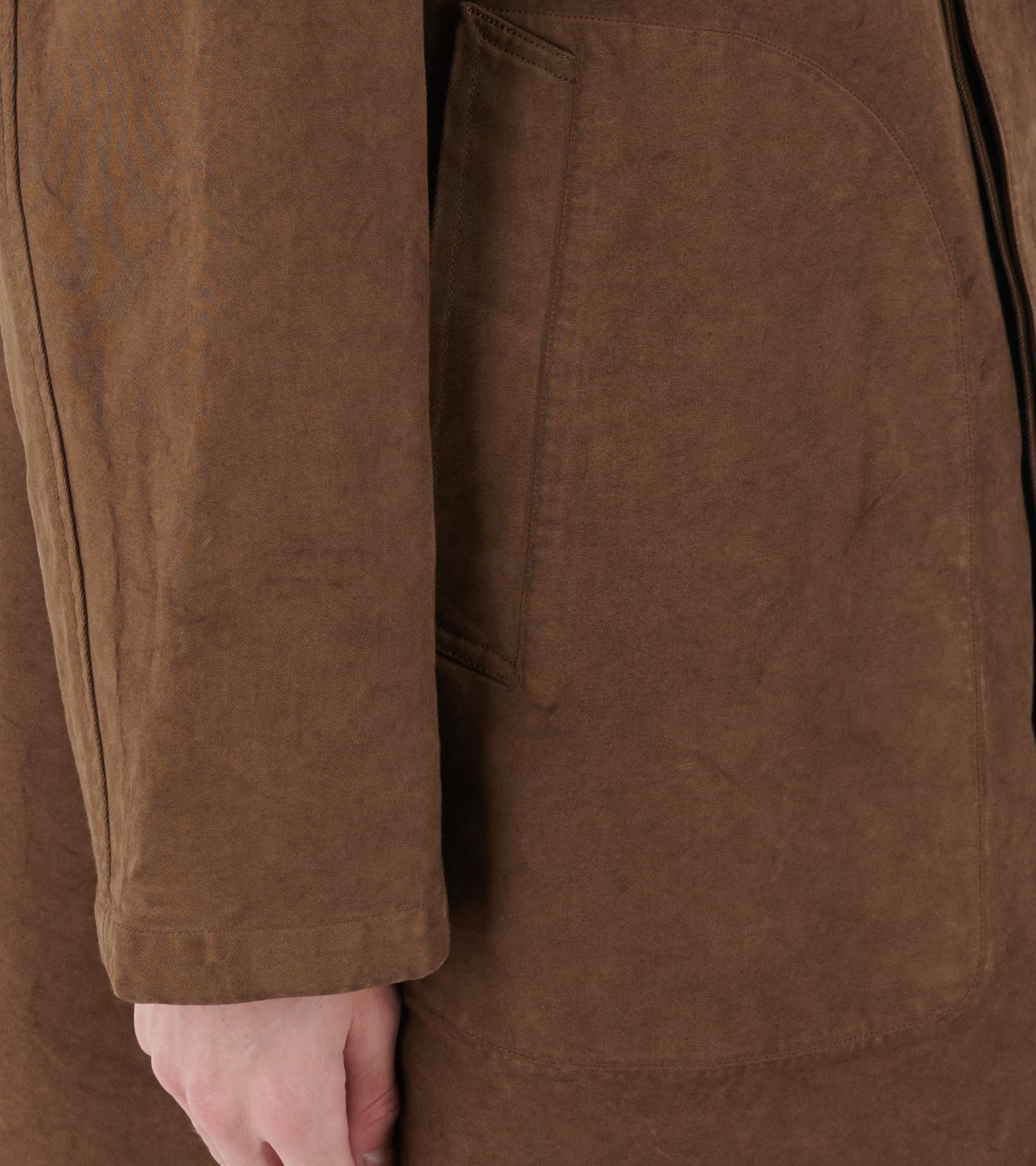 Garment Dyed Organic Cotton Heavy Twill Short Coat Dark Brown