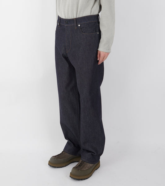 Indigo Denim Raw Loose Jeans One Wash Blue