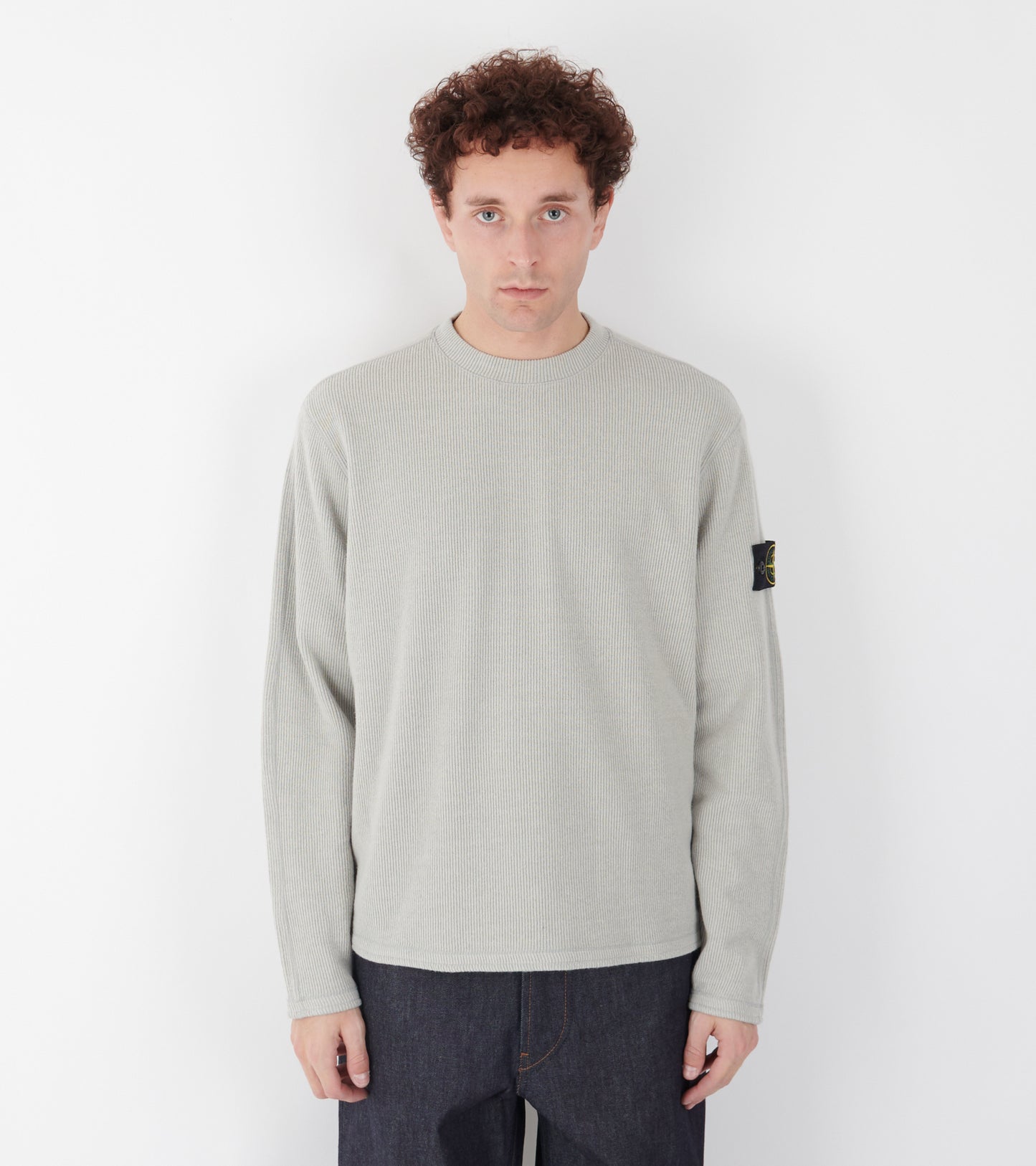 Rib Nylon Wool Blend Knit Light Grey