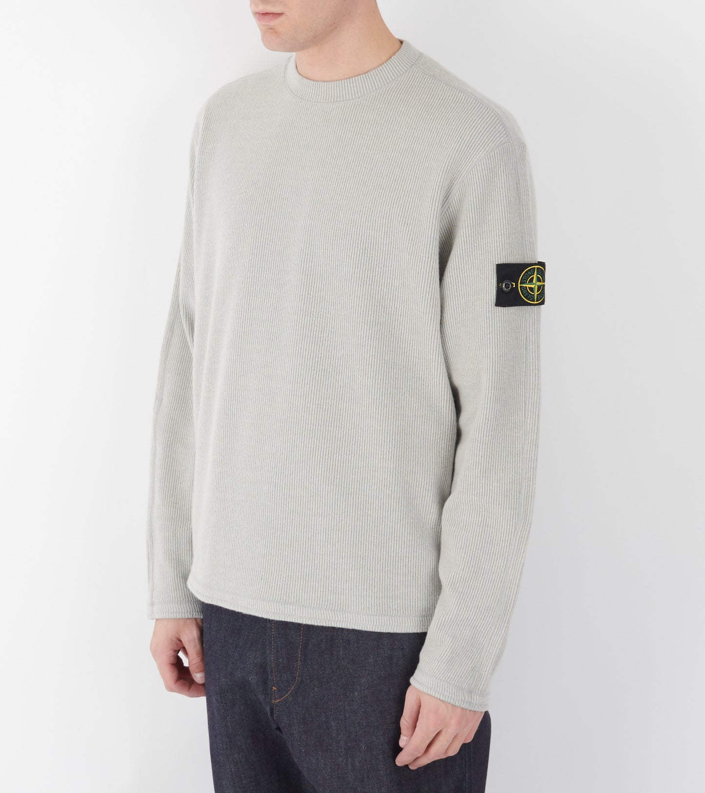 Rib Nylon Wool Blend Knit Light Grey