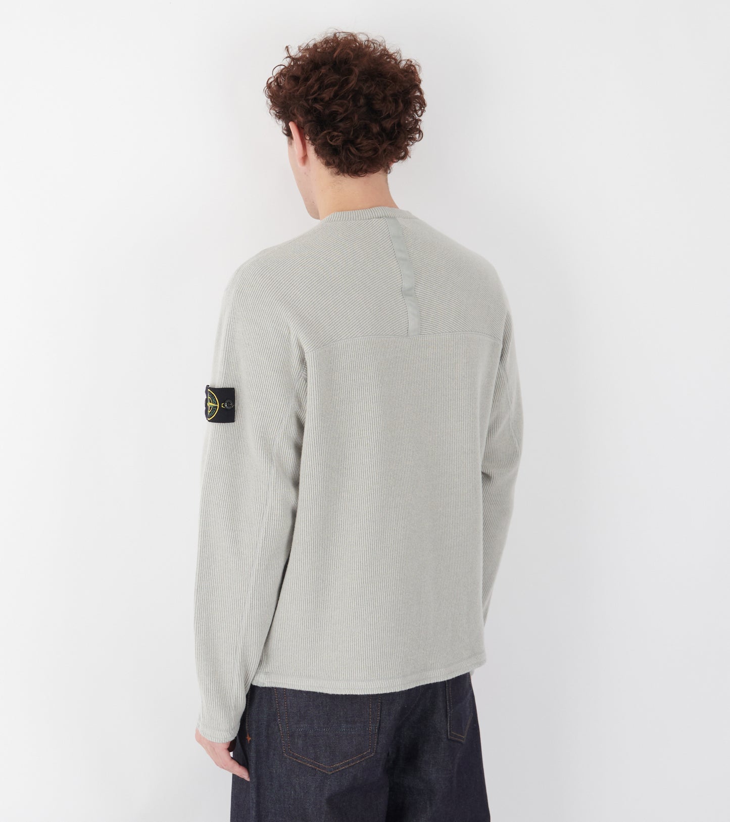 Rib Nylon Wool Blend Knit Light Grey