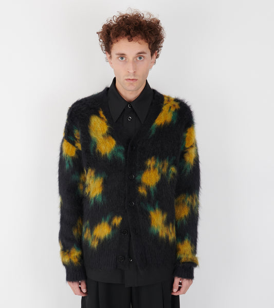 Floral Double Face Jacquard Knit Cardigan Black/Multi