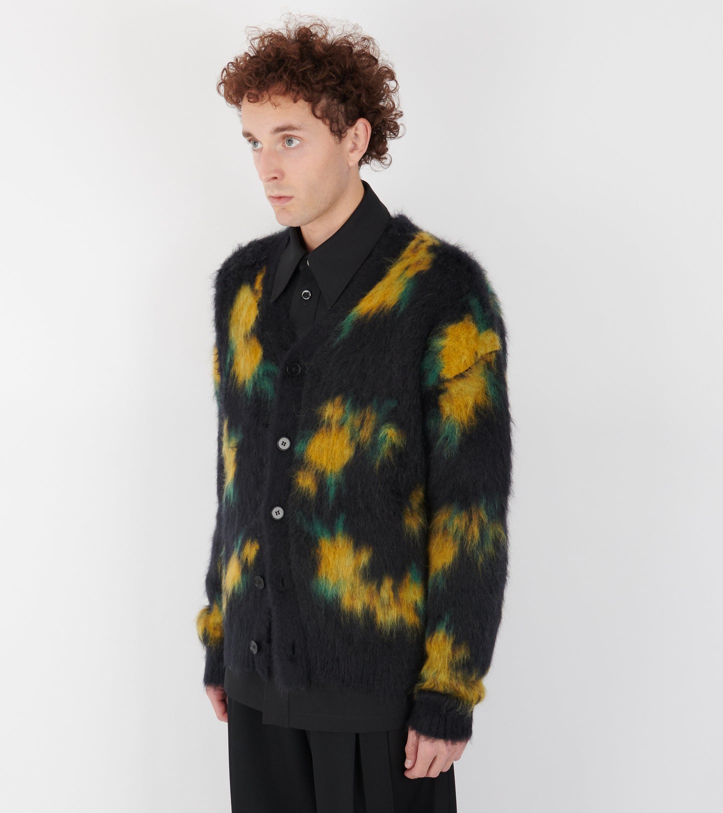 Floral Double Face Jacquard Knit Cardigan Black/Multi
