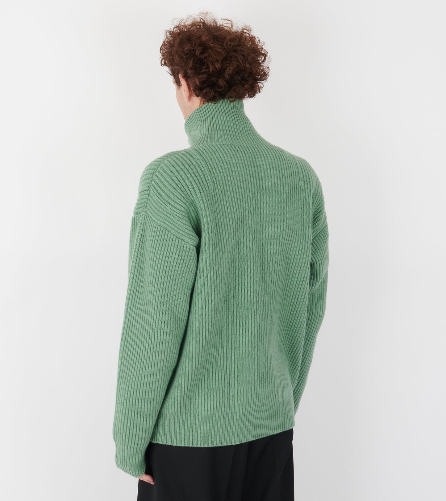 Wool Zip-up Cardigan Celadon