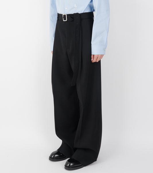 Belted Wool Trousers Black