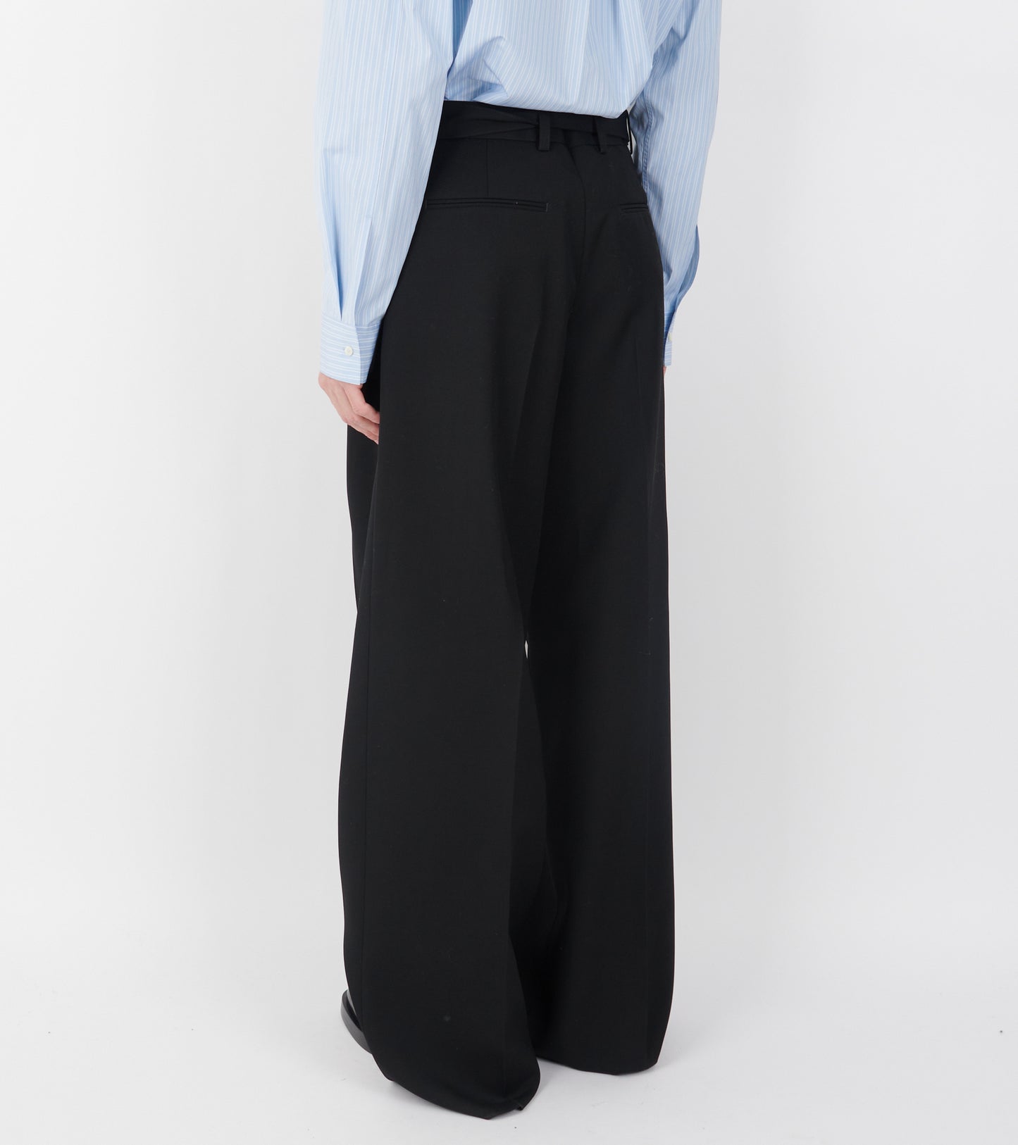 Belted Wool Trousers Black