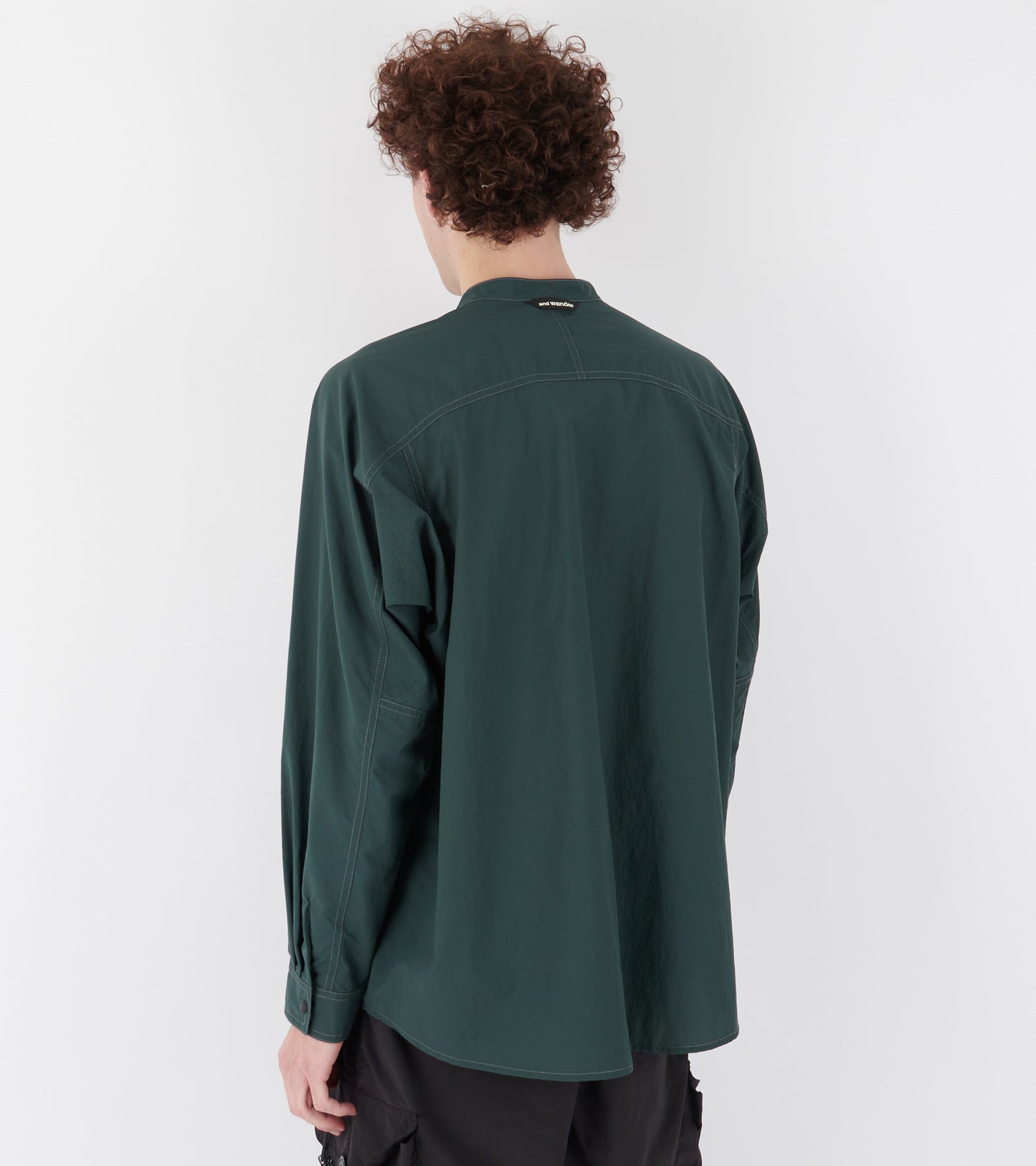 Stretch Rip Band Collar Shirt Dark Green