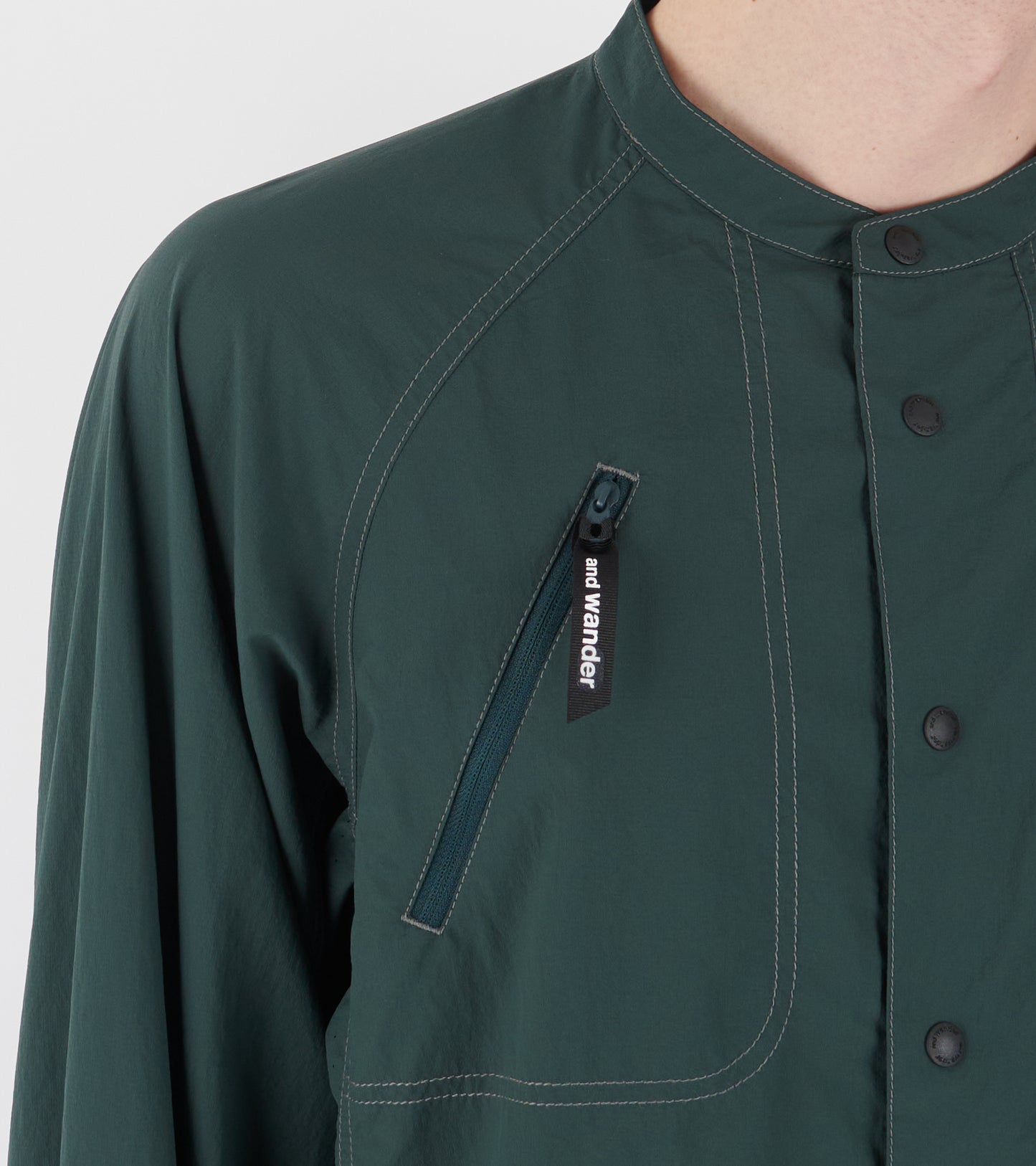 Stretch Rip Band Collar Shirt Dark Green
