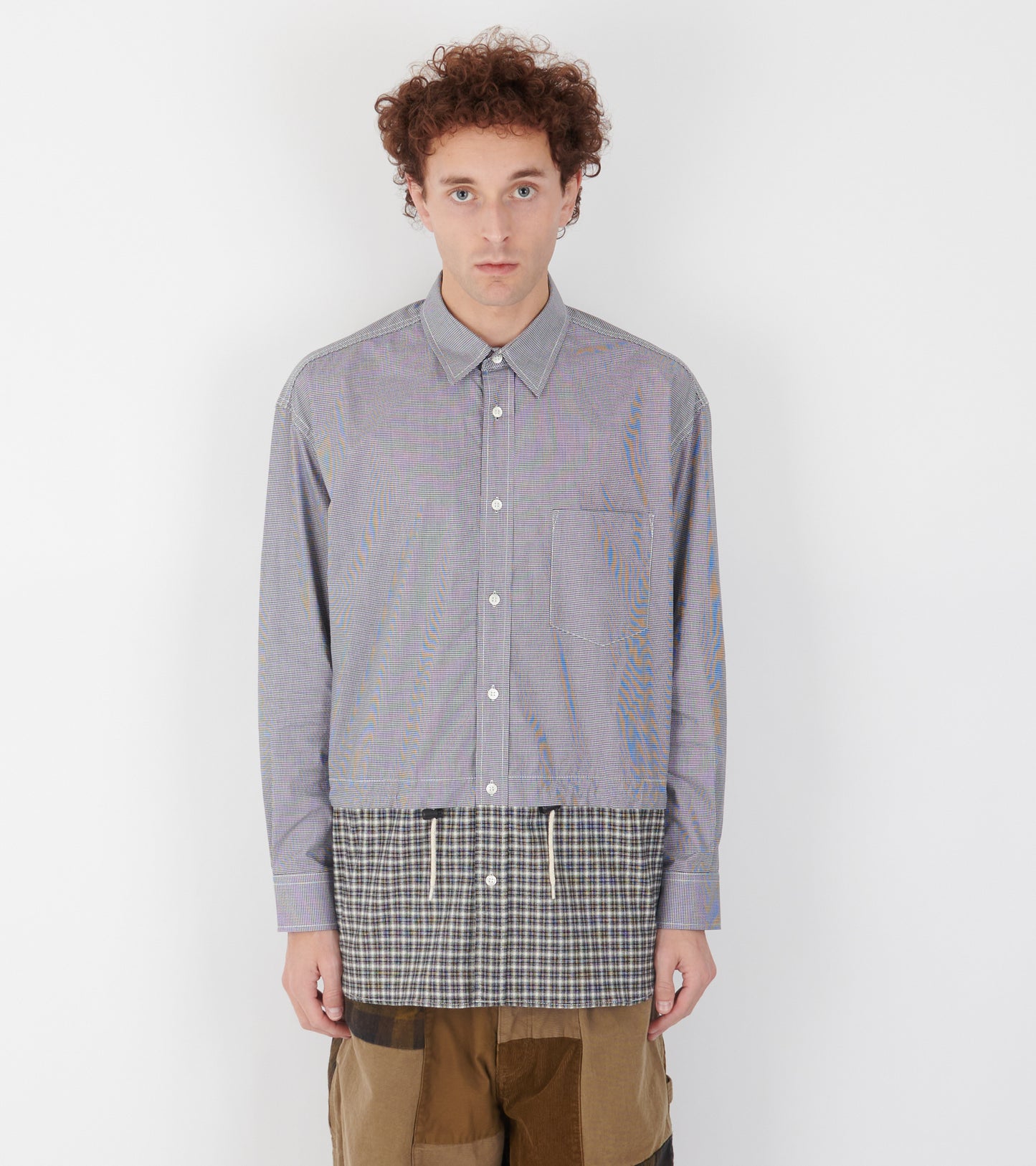 Checkered Drawstring Shirt Black/White