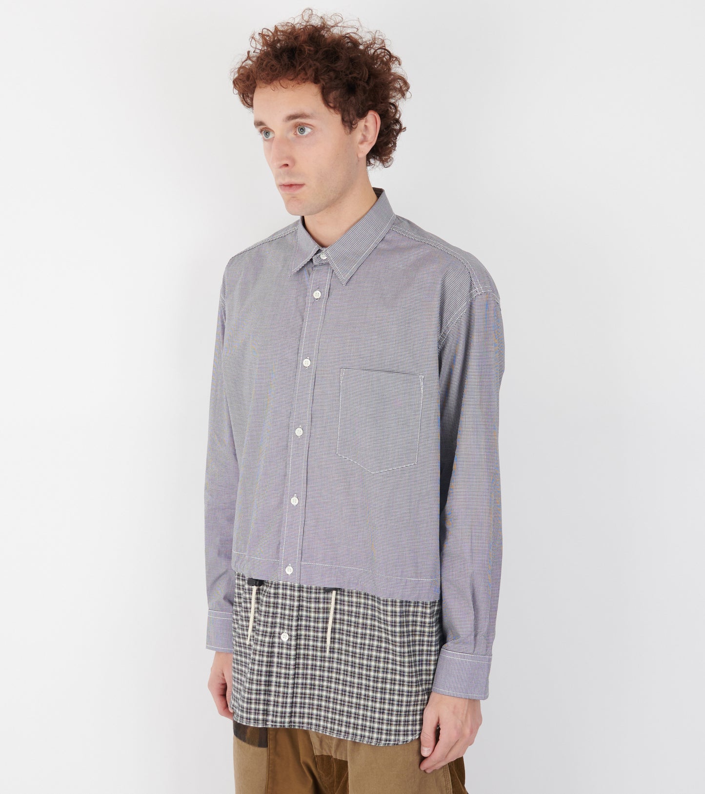 Checkered Drawstring Shirt Black/White
