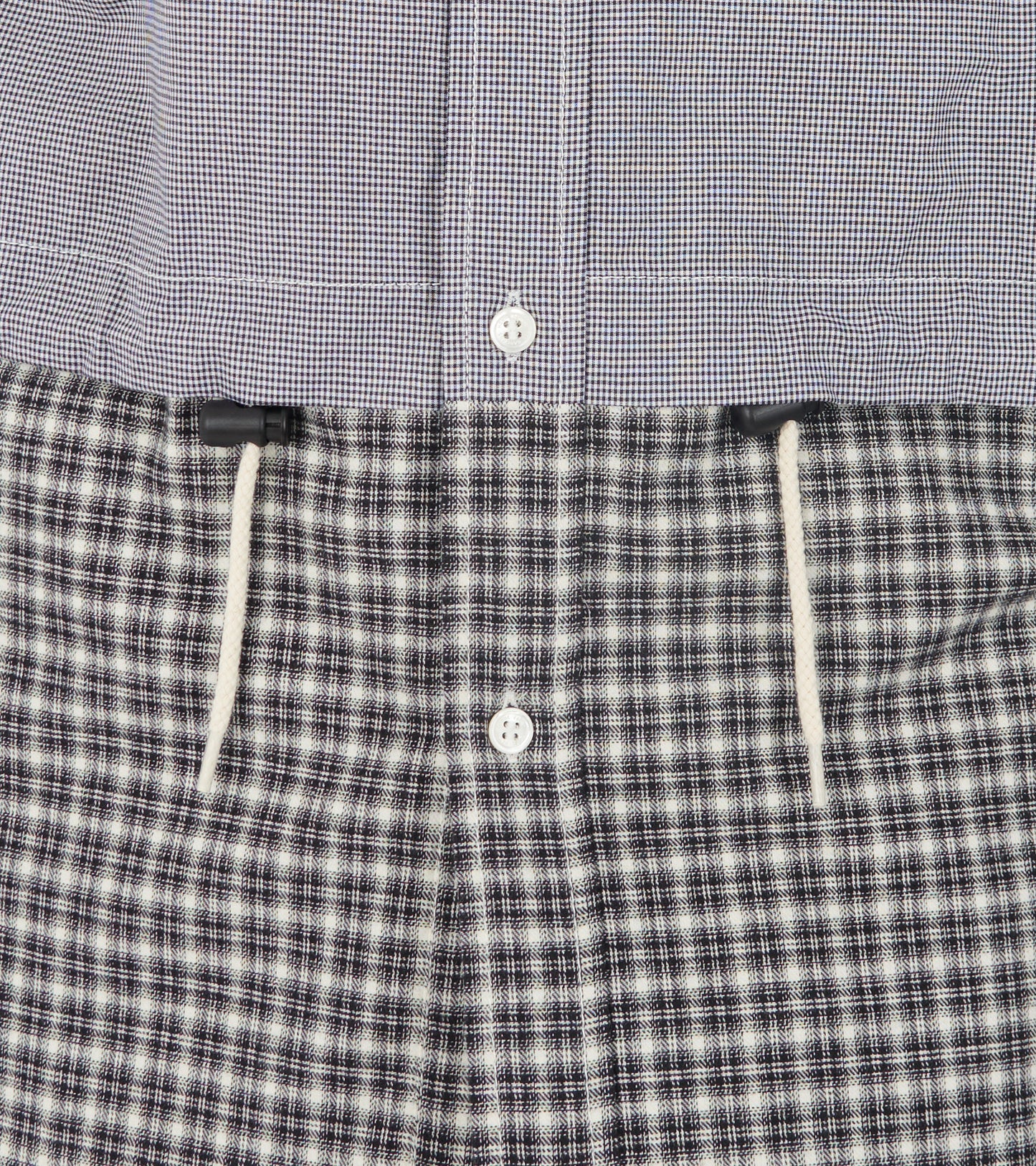 Checkered Drawstring Shirt Black/White