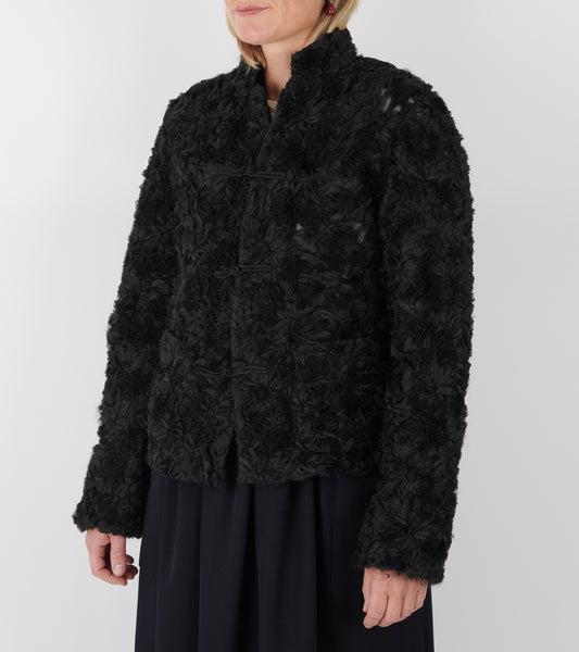 Curly Ruffle Mesh Jacket Black