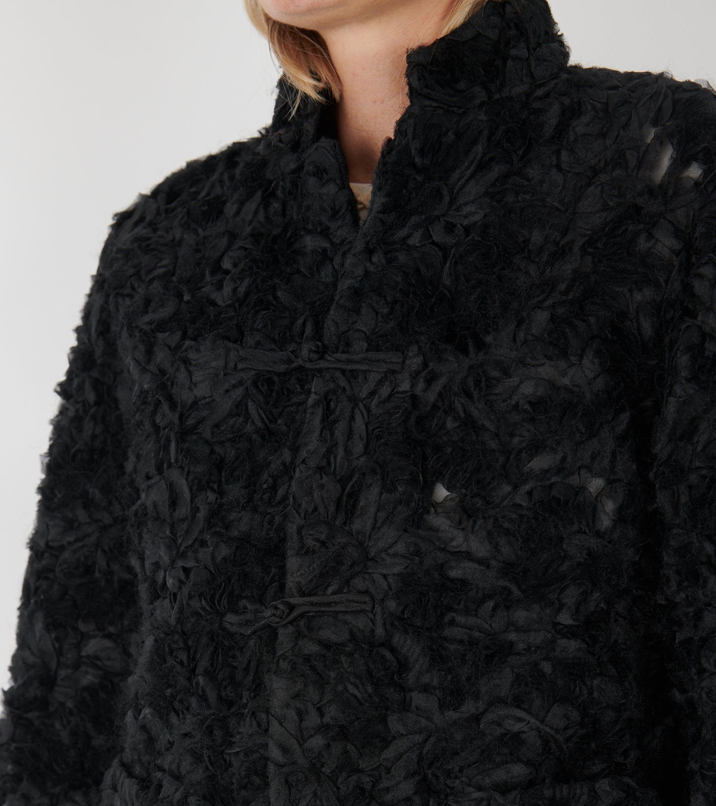 Curly Ruffle Mesh Jacket Black