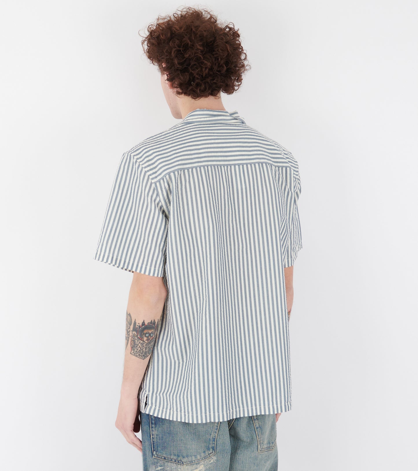 S/S Leavel Stripe Shirt Blue River/Wax