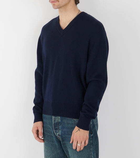 Moon Merino V Neck Navy