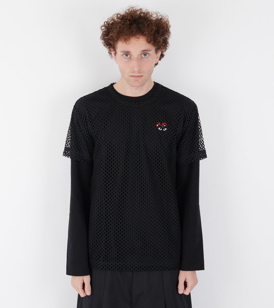 U Black Heart Mesh T-shirt Black