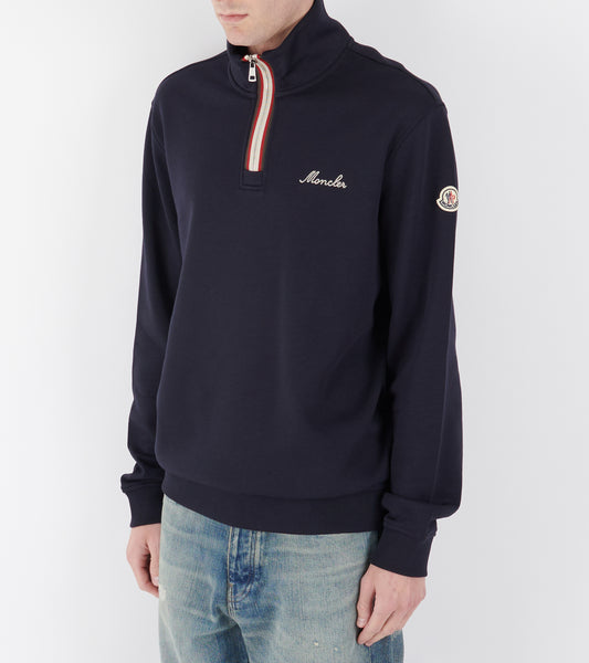 Embroidered Logo Polo T-neck Sweatshirt Navy