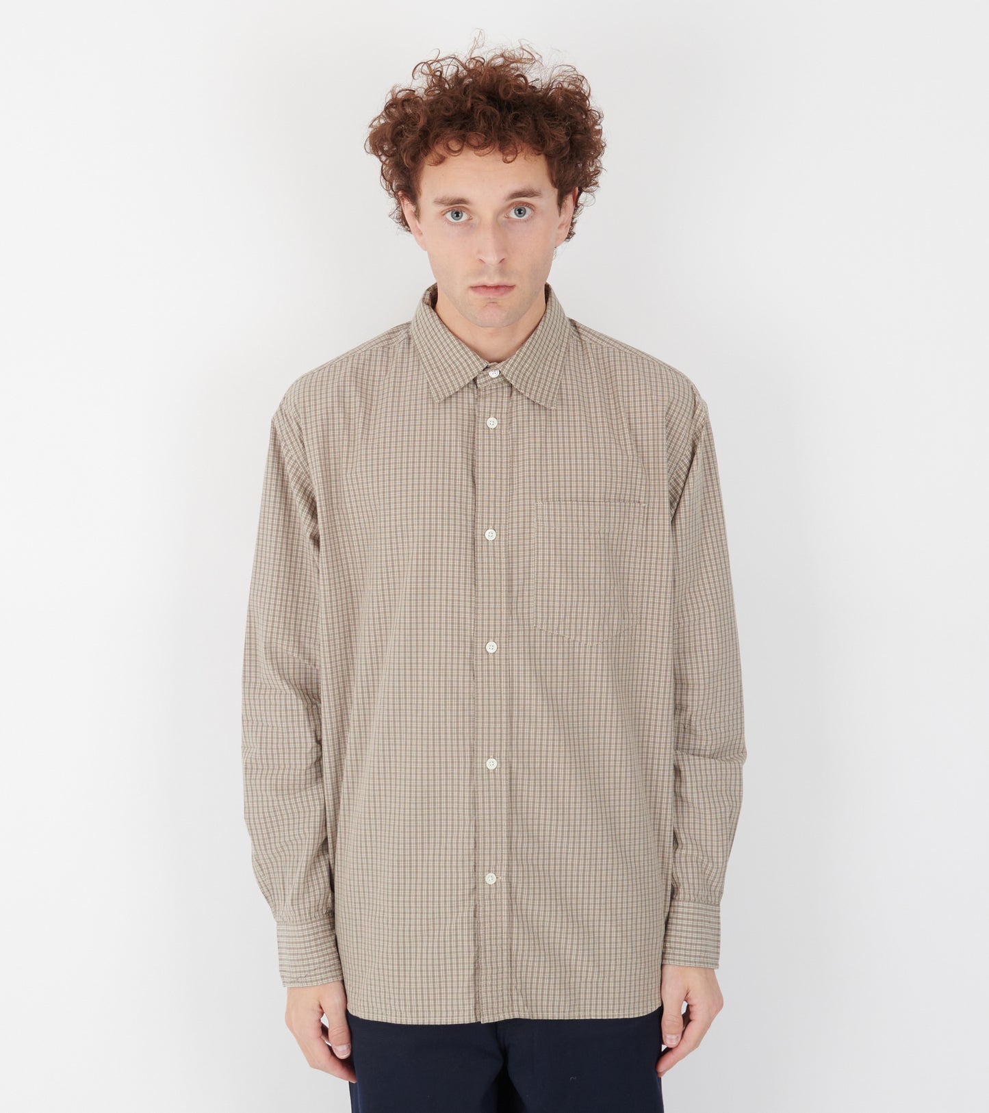 Ole Oversize Poplin Check Shirt Walnut