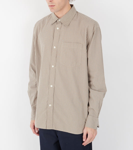 Ole Oversize Poplin Check Shirt Walnut
