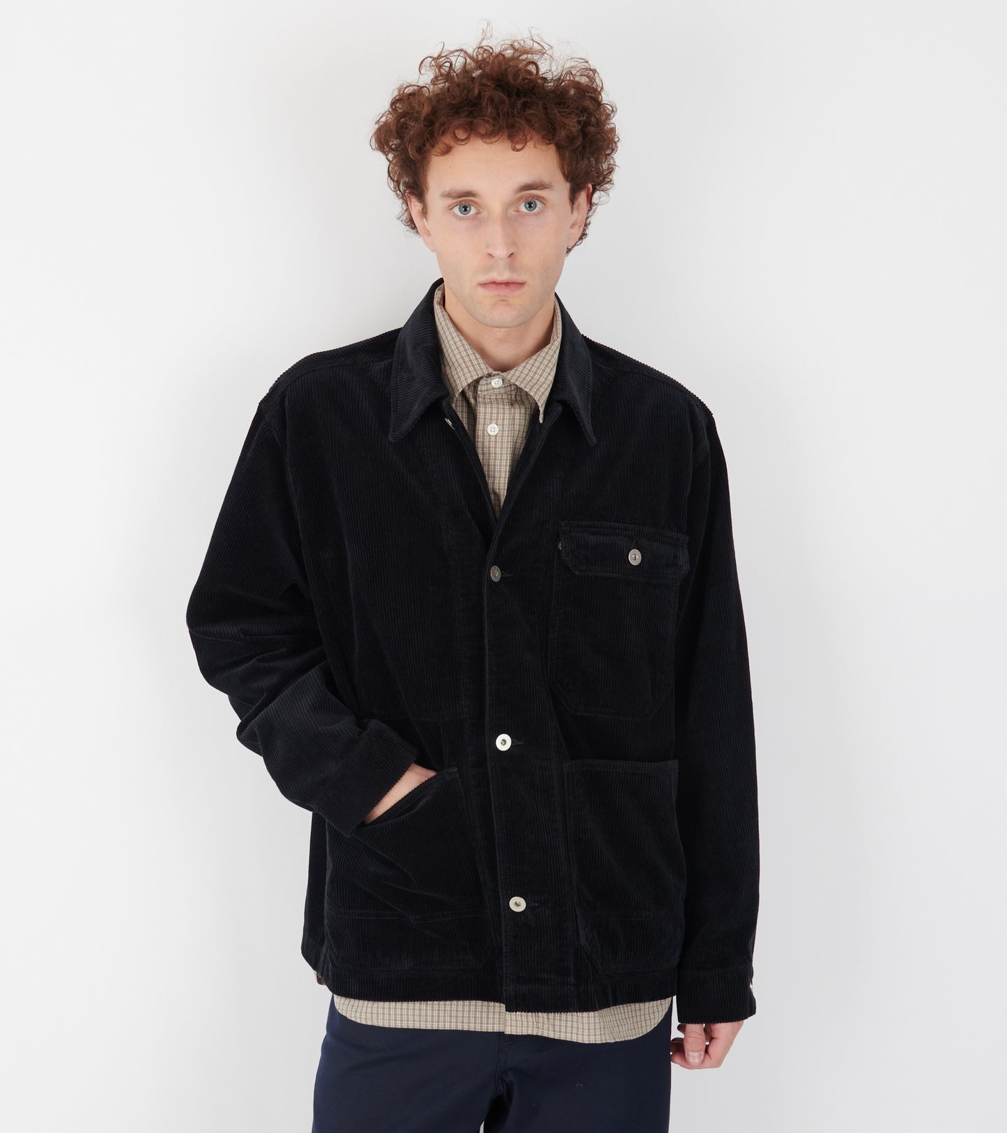 Folke Wide Wale Corduroy Chore Jacket Dark Navy