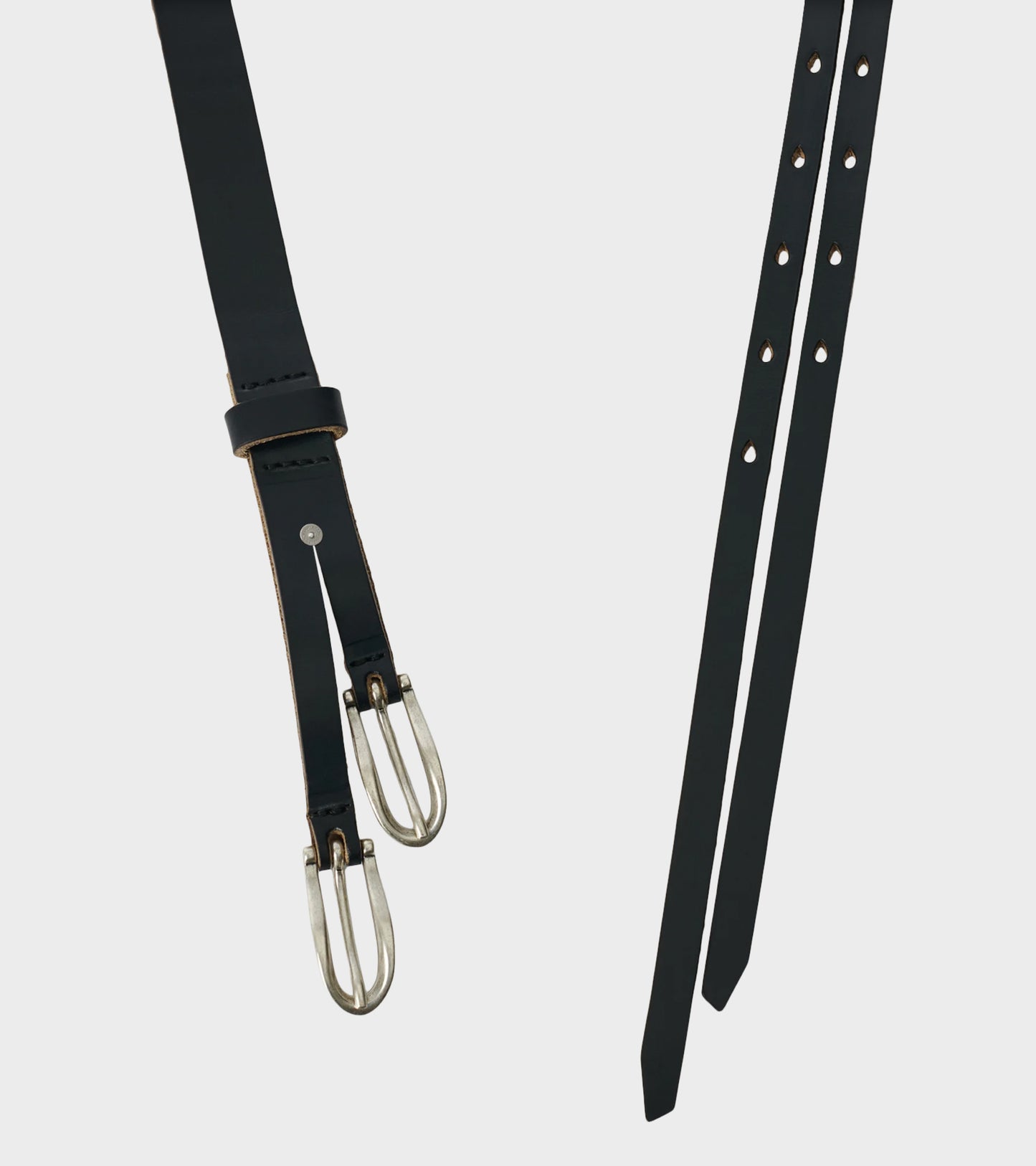 Twin Tongue Belt Black Chromexcel Leather