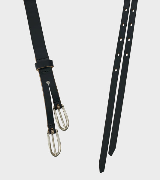 Twin Tongue Belt Black Chromexcel Leather