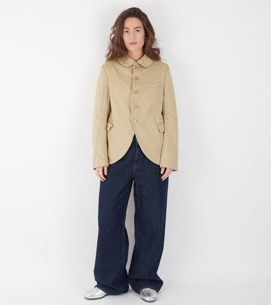 Crinkle Cotton Canvas Blazer Beige