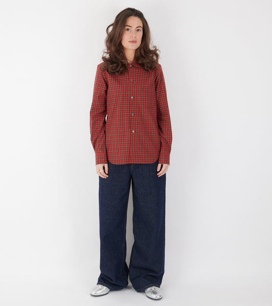 Checkered Round Collar Shirt Red/Green