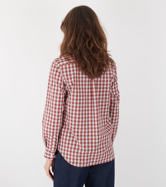 Checkered Round Collar Shirt Red/White