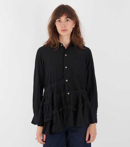 Crinkle Ruffle Shirt Black
