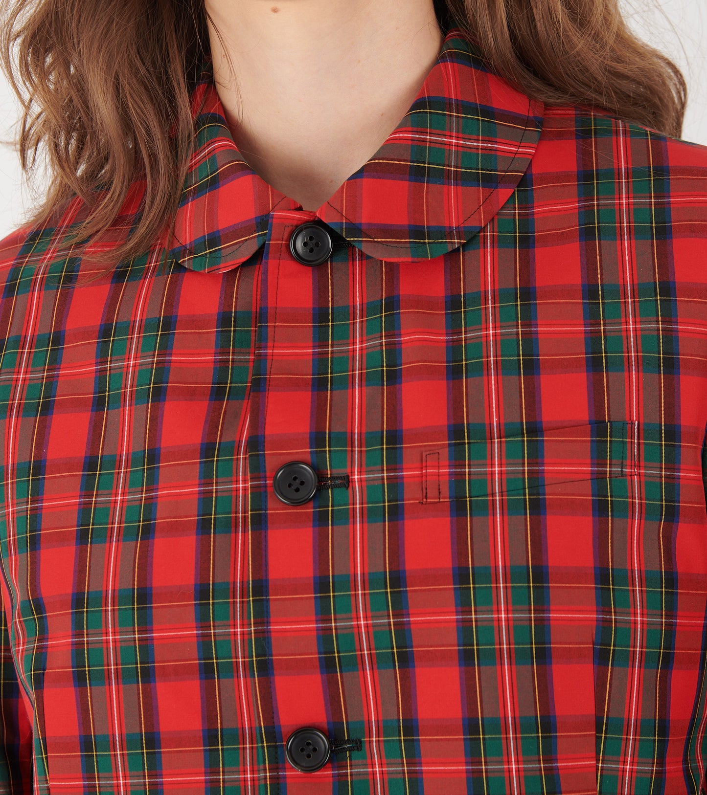 Checkered Round Collar Blazer Red/Green