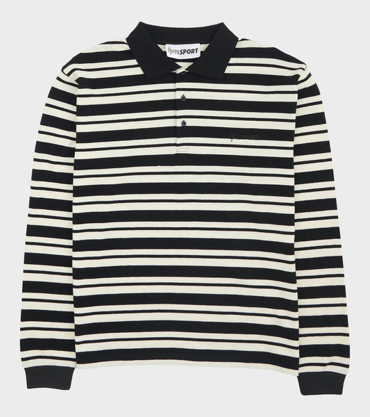 Roland Unisex Polo Black White Stripe