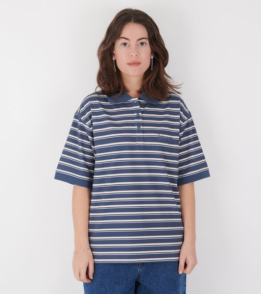 Luna Unisex Polo T-shirt Navy Stripe