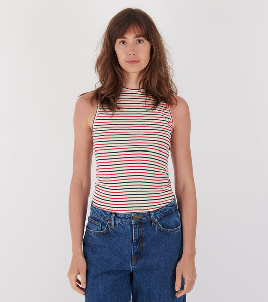 101 Tank Top Ecru/Red/Navy