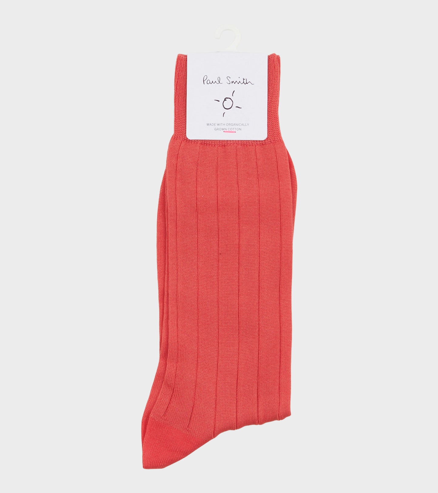 Plain Rib Socks Salmon Red