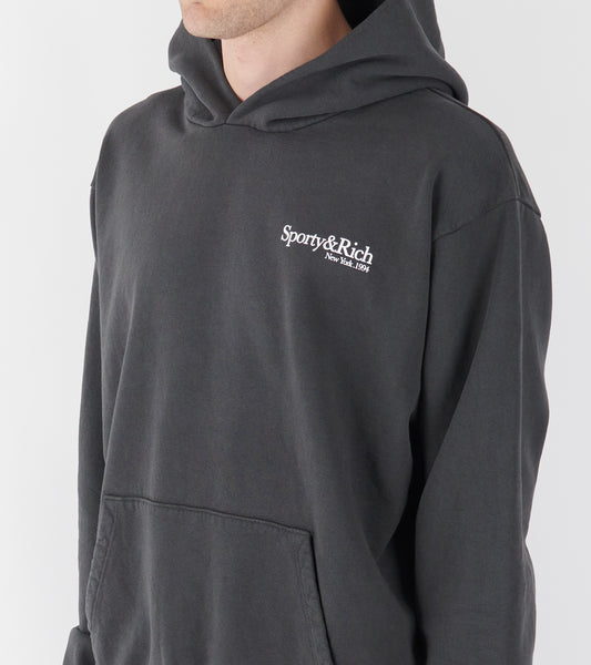 Serif Logo Hoodie Faded Black/White