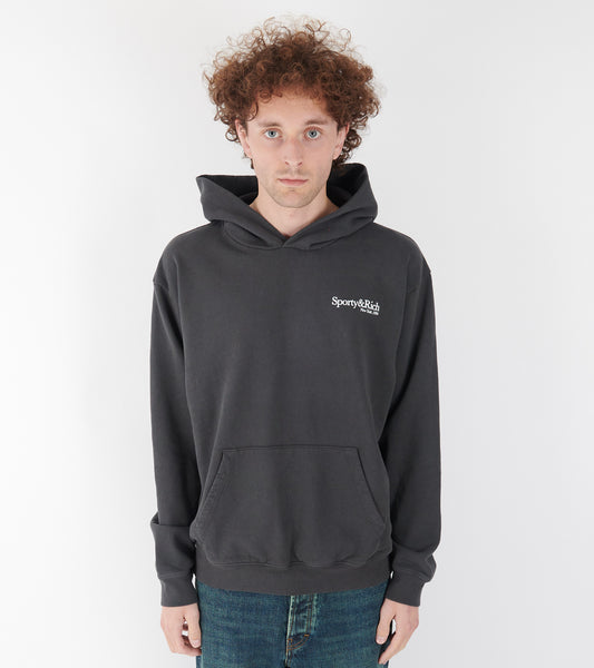 Serif Logo Hoodie Faded Black/White
