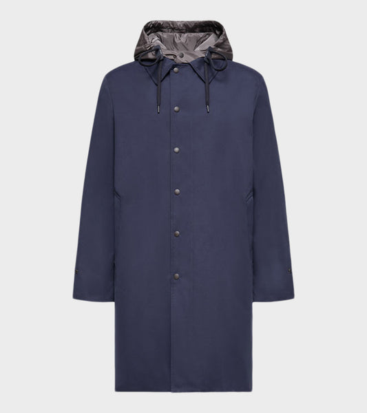 Kervoyal Hooded Long Down Parka Coat Navy Blue